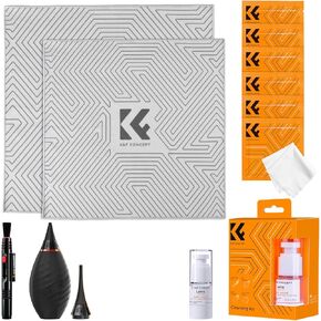 K&F Concept 10-in-1 Camera Lens Cleaning Kit & 2 Pack Lens Camera Protective Wrap