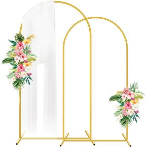 6FT Metal Arch Backdrop Stand,Gold Wedding Arched Backdrop Stand Frame for Party Decoration Wedding Birthday Graduation Ceremony Baby Shower Garden Floral Balloon