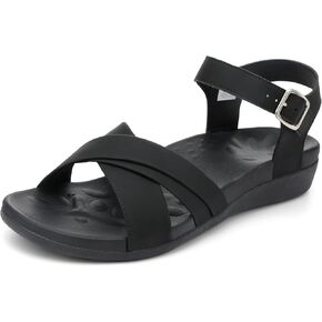 UTENAG Women's Comfortable Walking Flat Sandals Arch Support Ankle Strap Strappy Sandals