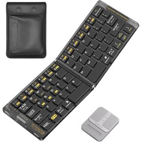 Ultra-Thin Folding Wireless Keyboard,Silver Square Mouse