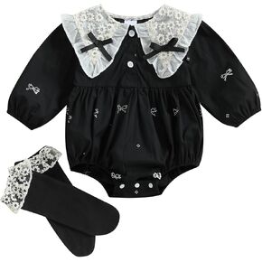 Newborn Baby Girl Bubble Romper Infant Smocked Bodysuit Jumpsuit Onesie with Socks Summer Clothes Outfits