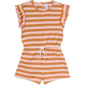 Modern Moments by Gerber Toddler Girls' Flutter Sleeve Romper, Rose Stripe, 3T