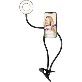 Pro-Stream Stand with 3.5" Mini LED USB Halo Light – Adjustable Phone Holder for Live Streaming, Vlogging, Flexible, 3 Different Light Modes with 10 Brightness Levels