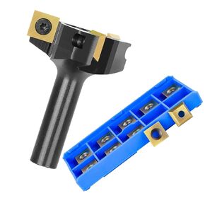 SpeTool CNC Spoilboard Surfacing Router Bit 1/2 Shank 2 Inch Cutting Diameter with SpeTool 10pcs ATS Coated Replacement Squres Carbide Insert(12mmx12mm, 2.2mm Thick)