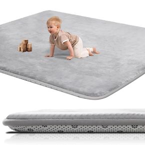 Large Thick Baby Play Mat for Floor,Padded Foam 59x79 Playpen Mat,Soft Support&Plush Feel Nursery Rug,Non Slip for Toddler,Infants,Kids Play,Yoga,Baby Crawling,Tummy Time (Light Grey)