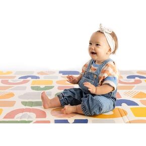 ORIBEL PurePlay Baby Playmat with Silver Ions | 79" x 59" | Reversible & Foldable | 3 Layer Protection | Water & Stain-Resistant Baby Floor Mat | Easy to Clean | Scratch Resistant (Happy Palette)