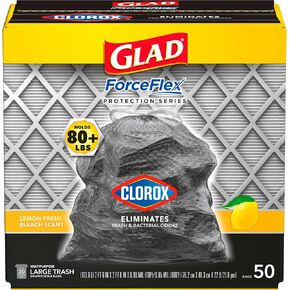 Glad Large Trash Bags, ForceFlex with Clorox, 30 Gal, Mountain Air, 50 Ct (Package May Vary)