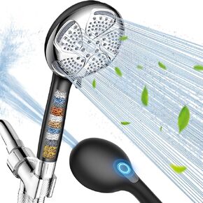 Feelso Duster Dusting رأس مع رأس دش ذي نسبة عالية من السترة مع مرشحات للمياه العشبية-قم بإزالة الكلور ، وتقليل الجلد الجاف ، وفوهات مضادة للركود ، وغسل الطاقة لتنظيف الحوض ، والبلاط والحيوانات الأليفة