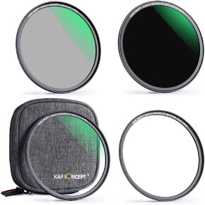 K&F Concept 82mm Magnetic MCUV CPL Fixed ND1000 Magnetic Basic Ring 4-in-1 Lens Filters Kit with 28 Multi-Coatings for Camera Lens (Nano-X Series)