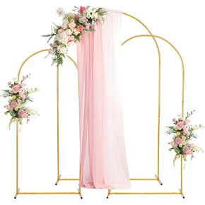 Liacere Gold Metal Arch Backdrop Stand Set of 3 Arched Door Frame 6FT/5FT/4FT for Wedding Parties Birthday Graduation Anniversary Celebration Opening Ceremony and Other Indoor Outdoor Decoration