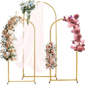 Liacere Gold Metal Arch Backdrop Stand مجموعة من 3 إطار باب مقوس 6ft/5ft/4ft لحفلات حفلات الزفاف عيد ميلاد الاحتفال بالاحتفال بالاحتفال بالاحتفال بالاحتفال بالاحتفال بالاحتفال بالذكرى الداخلية وغيرها