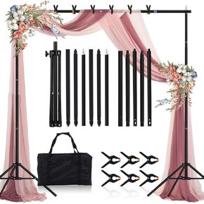 Backdrop Stand 10x8.5ft(WxH) Adjustable Backdrop Support Ground Kit with 6 Backdrop Clamps, Photography Photo Shoot Backdrop Stand for Parties Wedding, Display