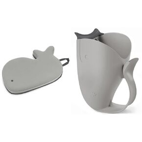 Skip Hop Moby Bath Kneeler and Baby Bath Rinse Cup Tear-Free Waterfall Grey