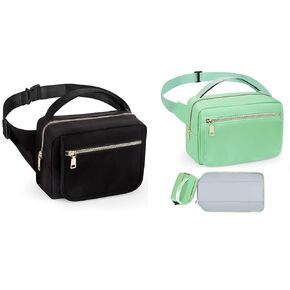 Small Diaper Bag with Portable Changing Pad Crossbody Funny Bag Pack with Wipes Pocket 2 Colors Mint Green and Black