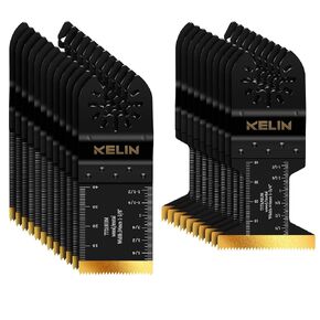 KELIN 28PCS Titanium Multitool Blades Kit, 4 Sizes Oscillating Tool Saw Blades Set for Metal and Wood Detail Cutting, Fit Bosch Fein Milwaukee Ryobi Dewalt