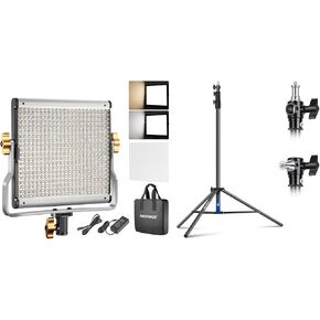 Neewer Dimmable Bi-Color LED with U Bracket Professional Video Light for Studio, YouTube Outdoor Video Photography Lighting Kit, 480 LED Beads, 3200-5600K, CRI 96+, 8.5ft/2.6m Light Stand Included