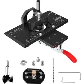 Metal Concealed Hinge Jig with Quick Clamp and Dust Vacuum Adapter,Concealed Door Hinge Jig, 35mm Cabinet Hinge Jig Hinge Hole, Aluminum Tool for Woodworking, Mounting Tool