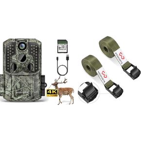 WOSPORTS 48MP 4K Trail Camera with SD Cards and Heavy-Duty Straps