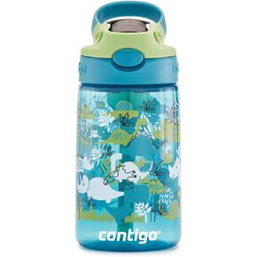 Contigo Kids Water Bottle, 14 oz with Autospout Technology – Spill Proof, Easy-Clean Lid Design – Ages 3 Plus, Top Rack Dishwasher Safe – Dinos