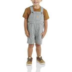 Carhartt Kid's CG8927 Short-Sleeve T-Shirt and Ticking Stripe Shortall Set - Bo - 3 Toddler - Dark Indigo Ticking Stripe