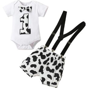 Baby Boy One 1st Birthday Outfits Short Sleeve Cake Smash Romper + Shorts Pants Suspenders First birthday Outfits