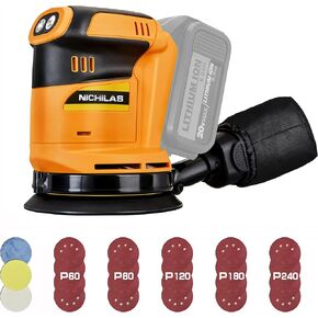 Orbital Sander Cordless Brushless 6 Speeds Max 21000RPM, 5" Electric Sander with Dust Collector Compatible with DEWALT 20V Battery (NO BATTERY)