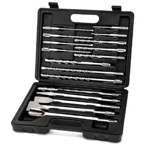 17pcs قطع الحفر المطرقة المتداولة والألعاب ، SDS بالإضافة إلى البتات ، والكربيد الماسونية SDS-Plus Drotary Hammer Bits وإزميل محدد لحجر الطوب الخرساني ومواد البناء البناء الأخرى