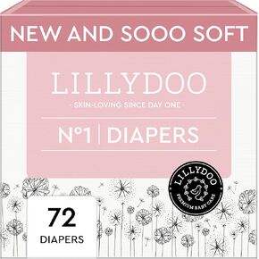 Baby Diapers - Size 1 (4-11 lbs), Half-Monthly Supply (72 Count), Leak Protection, Skin-Friendly, Ultrasoft, Perfume- & Chlorine-Free, Hypoallergenic, dermatologically Tested, Oeko-TEX®
