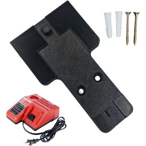 Wall Mount for Milwaukee M12/M18 Charger, Fits 12V/18V Models, Black (Black)