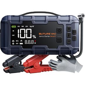10-in-1 بطارية محمولة بطارية قفزة بطارية مع ضاغط الهواء 8000A 160PSI 45W شاحن ، قفزة قفزة قفزة القفز (جميع الغاز 14L ديزل) ، بطارية بطارية كابلات الطائر المحمولة ، القفازات ، الأضواء