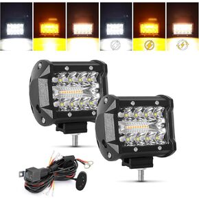 3 Inch LED Pod Light Bar, 48W 3840LM Square Side Shooter Offroad Driving Lights, Flood Combo Beam Work Lights with Wiring Harness, for Truck Pickup SUV ATV UTV Boat 2 Pack