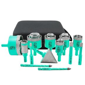 Tile Hole Saw Kit - (6/8/10/25/28/32/35/45/65mm+20mm Drilling Milling Bit+50mm Chamfer Bit+6/6mm Tile Drill Bits) Diamond Drill Bits for Porcelain Ceramic Marble Brick Granite,Triangle Shank