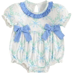 Rompers Baby Girl Summer Clothes Short Puff Sleeve Doll Collar Bubble Romper Infant Toddler Jumpsuit Bodysuit