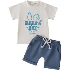 Toddler Baby Boy Summer Outfit Clothes Short Sleeve Letter T Shirt Tops Casual Shorts with Pockets 2pcs Set