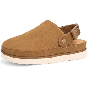 Women's Genuine Suede Platform Clogs with Adjustable Strap Comfy Memory Foam Arch Support Mules & Clogs Goldenstar Slippers for Women Indoor Outdoor