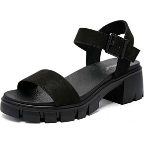 Luoika Women's Wide Width Pump Heel Sandals, Fashion Plateform Block Heel Open Toe Sandal with Adjustable Ankle Strap Women's Casual Summer Shoes.