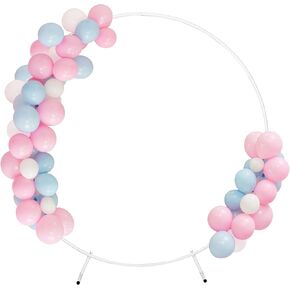 Round Backdrop Stand Circle Arch, 6.5ft White Aluminum Balloon Arch Kit for Party Decoration Wedding Arch Flower Ring Stand Harfirbe