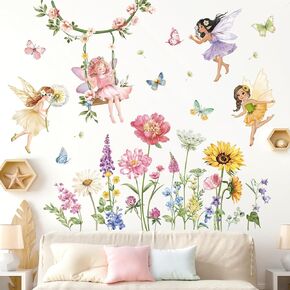 decalmile flower flower جدار جدار شارات الفراشات مع ملصقات جدار عباد الشمس البرية