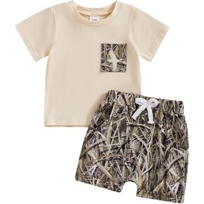 Toddler Baby Boy Hunting Outfits Duck Jungle Camo Short Sleeve T Shirt Shorts Set Casual Summer Clothes 2Pcs