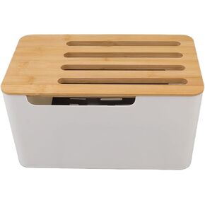 Modern Router Storage Box, Organizer for Router, Modem, TV Accessories, Multi-Device, Round, Eco-Friendly Plastic and Wood
