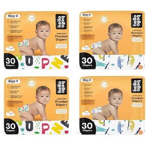Hello Bello Premium Baby Diapers Size 2, 120 Count of Disposable, Extra-Absorbent, and Hypoallergenic Baby Diapers with Snug and Comfort Fit, Alphabet Soup (60) and Sleepy Sloth (60)