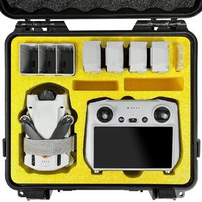 FPVtosky Hard Case for DJI Mini 3/ Mini 3 Pro, Fits DJI RC Controller, Waterproof, Includes Props Strap and MicroSD Card Case
