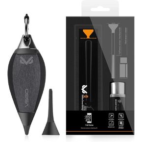 VSGO New Full Frame Camera Cleaning Kit 12pcs Sensor Cleaning Swab + 10ml Cleaner and Outdoor Air Blower V-B03E with Dust Filter Two Replaceable Short Long Nozzles