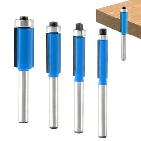 4pcs Pattern Flush Trim Router Bits Set 1/4 Inch Shank, Top and Bottom Bearing Flush Trim Router Bits Set for Woodwork Trimming, 1/4", 5/16", 3/8", 1/2"