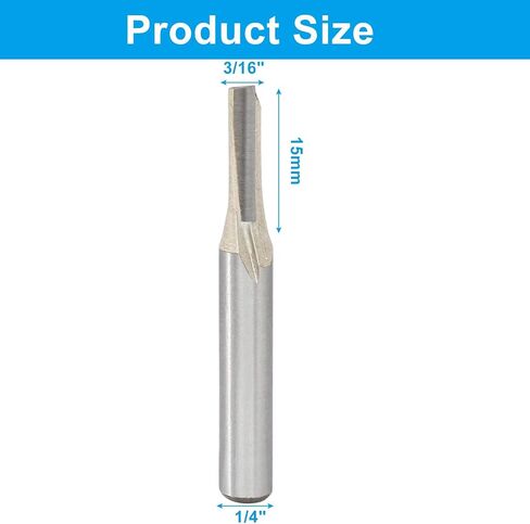 2 Pcs 1/4 Shank, One Flute Straight Router Bit, 3/16" Cutting Dia, Plunge Router Bit for Hard Plastic Plunging, Woodworking in Saudi Arabia