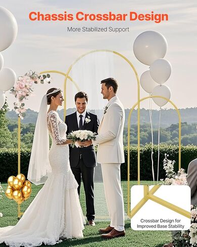 VEVOR Arch Backdrop Stand, 7.2FT & 6FT, Set of 2 Balloon Metal Arch Stand for Ceremony, Gold Wedding Arch Backdrop Stand, Fit for Birthday Party, Baby Shower, Graduations, Holiday in Saudi Arabia