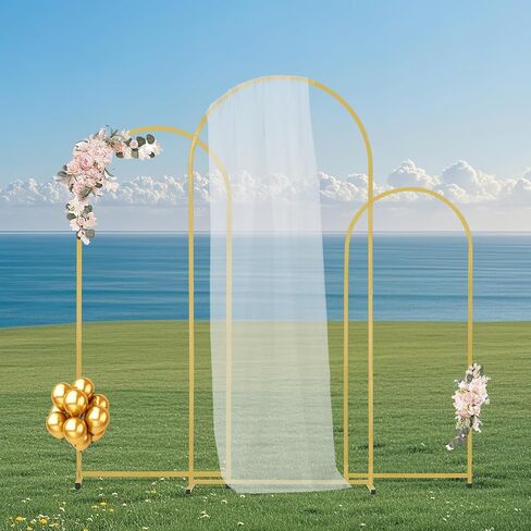 VEVOR Arch Backdrop Stand, 7.2FT & 6FT, Set of 2 Balloon Metal Arch Stand for Ceremony, Gold Wedding Arch Backdrop Stand, Fit for Birthday Party, Baby Shower, Graduations, Holiday in Saudi Arabia