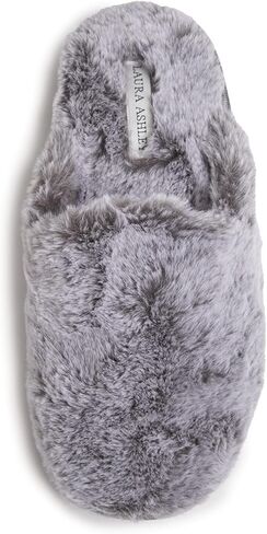 Laura Ashley Womens Soft Plush Memory Foam Scuff Slippers ، Whare Fuzzy Fluffy Bedroom Clipper ، Ladies Faux Fur Glip on House Shoes in Saudi Arabia