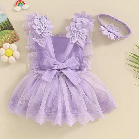 Baby Girl Clothes Sleeveless Lace Floral Romper Bodysuit Newborn Girl Flower Dress First Birthday Outfits in Saudi Arabia