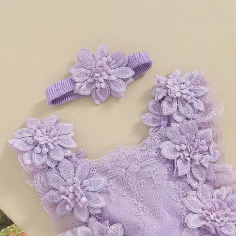 Baby Girl Clothes Sleeveless Lace Floral Romper Bodysuit Newborn Girl Flower Dress First Birthday Outfits in Saudi Arabia